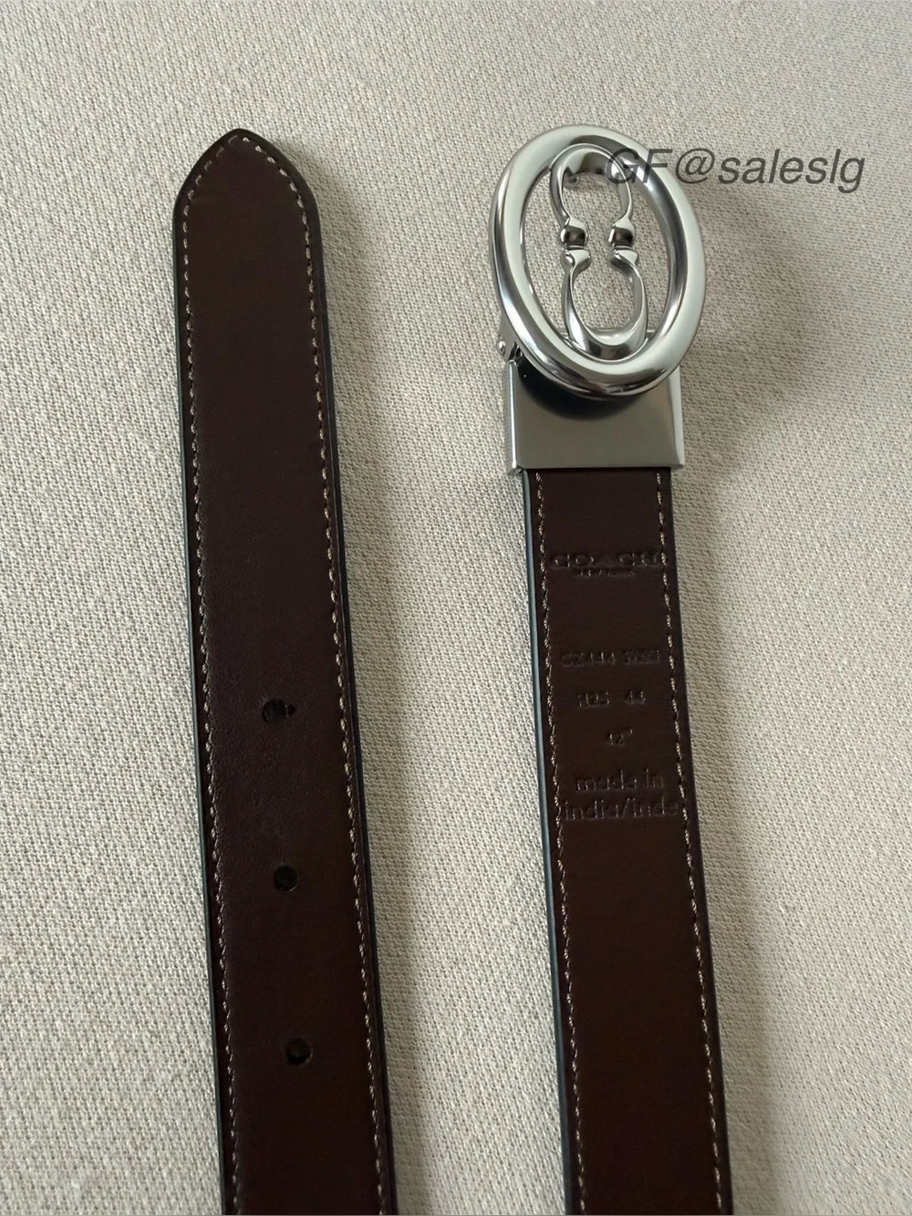 NWT Coach Refined Calf Leather Reversible Belt Silver/Black/Maple 25mm